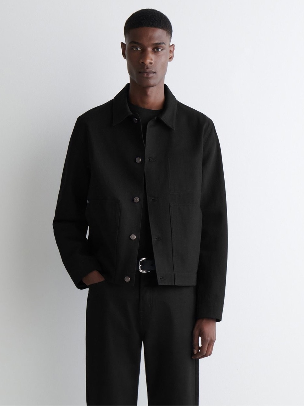 NWOT COS Men’s Relaxed Denim Jacket in black
